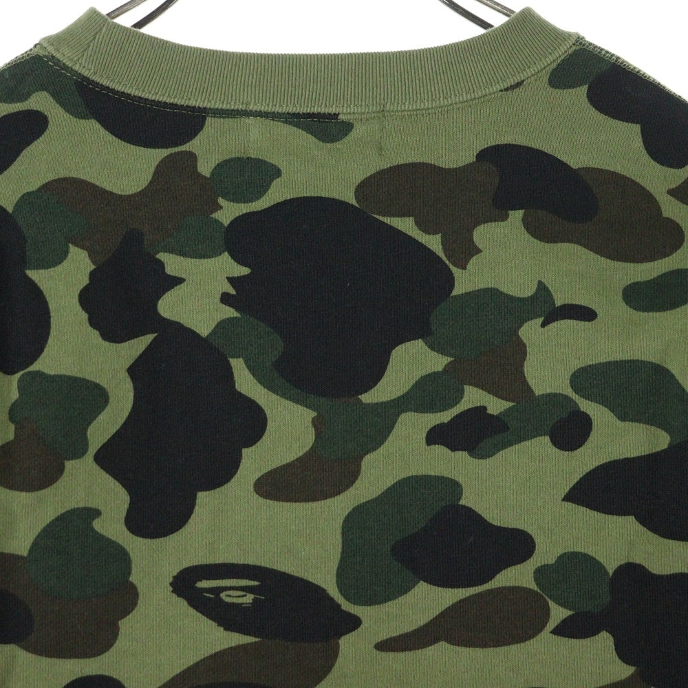 BAPE BY A BATHING APE(ベイプ ア ベイシング エイプ) Camo Shark Crew Sweatshirt シャークプリント カモフラ クルーネックスウェット トレーナー カーキ 001SWK801010M