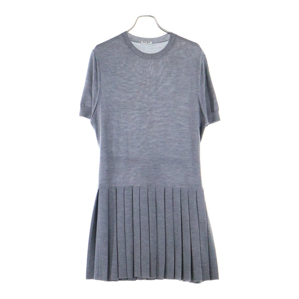 miumiu(ミュウミュウ) ウエストリボン 半袖ニットワンピース グレー レディース MMA602 1PFJ