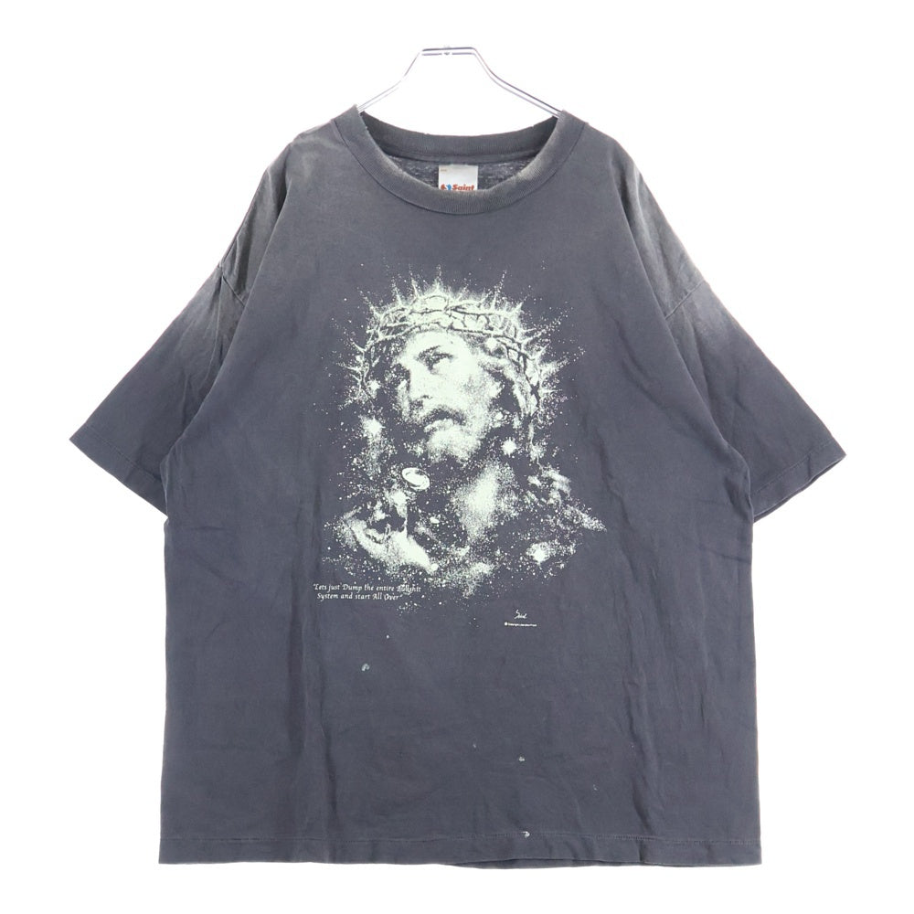 SAINT MICHAEL(セントマイケル) 25SS JESUS S/S TEE ジーザスプリントクルーネック半袖Tシャツカットソー グレー SM-HR8-0000-016