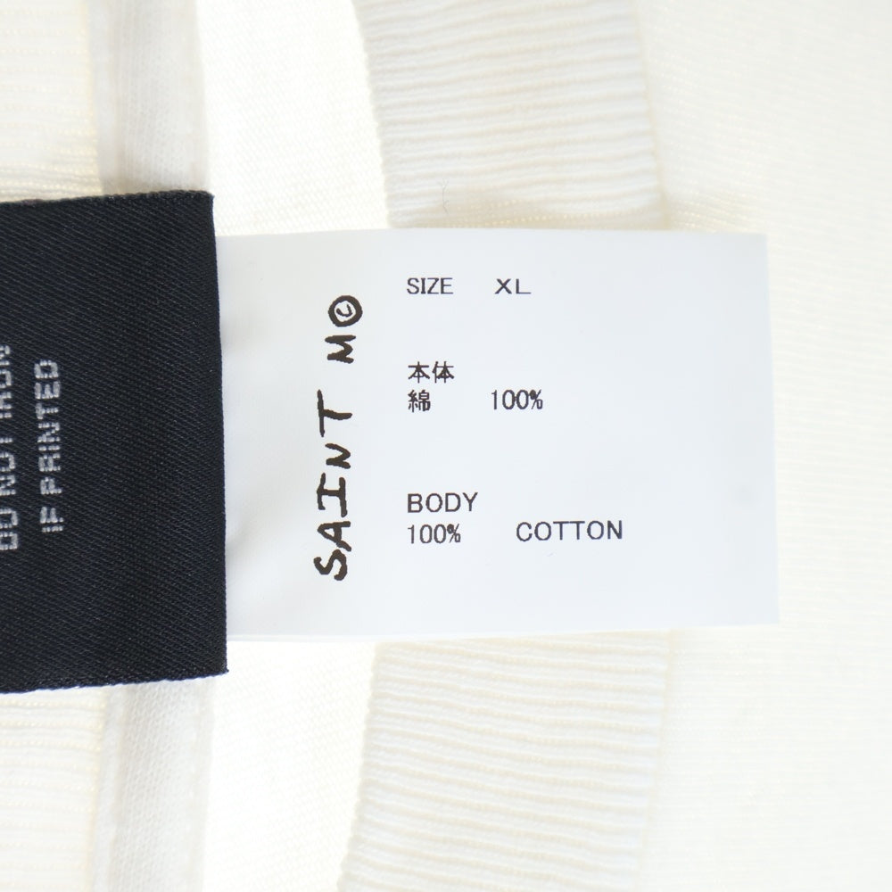 SAINT MICHAEL(セントマイケル) 25SS SUPER DIRTY プリントデザイン 半袖Tシャツ カットソー ホワイト SM-HR8-0000-025