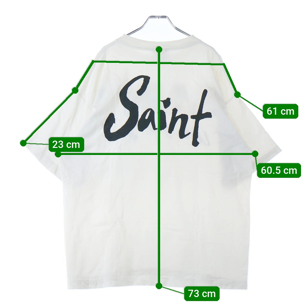 SAINT MICHAEL(セントマイケル) 25SS SUPER DIRTY プリントデザイン 半袖Tシャツ カットソー ホワイト SM-HR8-0000-025