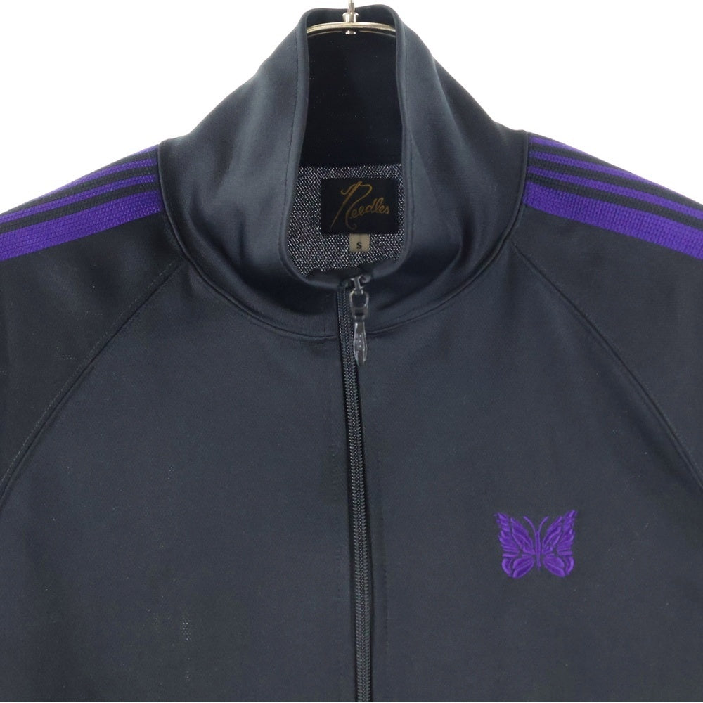 Needles(ニードルス) パピヨン刺繍 アームライン トラックジャケット スウェット ブラック LQ385