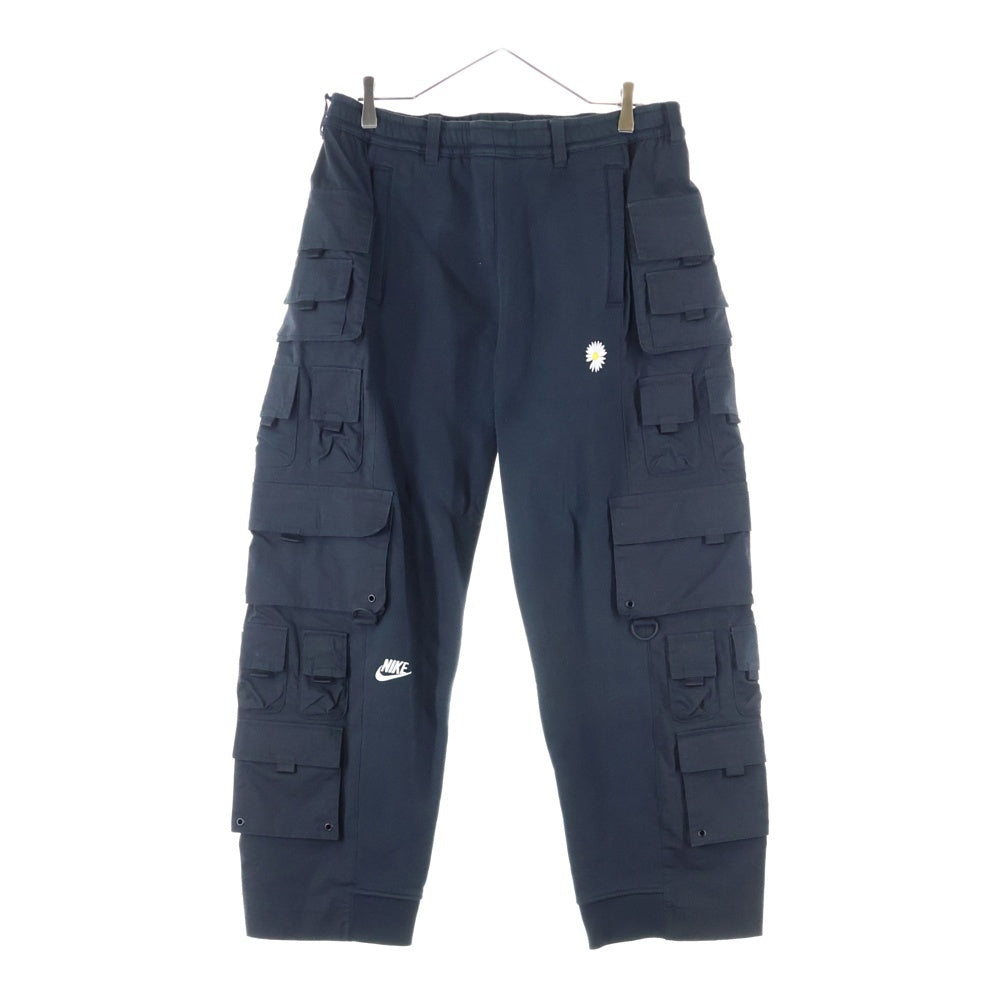 NIKE(ナイキ) ×PEACEMINUSONE NRG CF WODE PANTS DR0095-010 刺繍デザイン スウェット切り替え カーゴパンツ ブラック