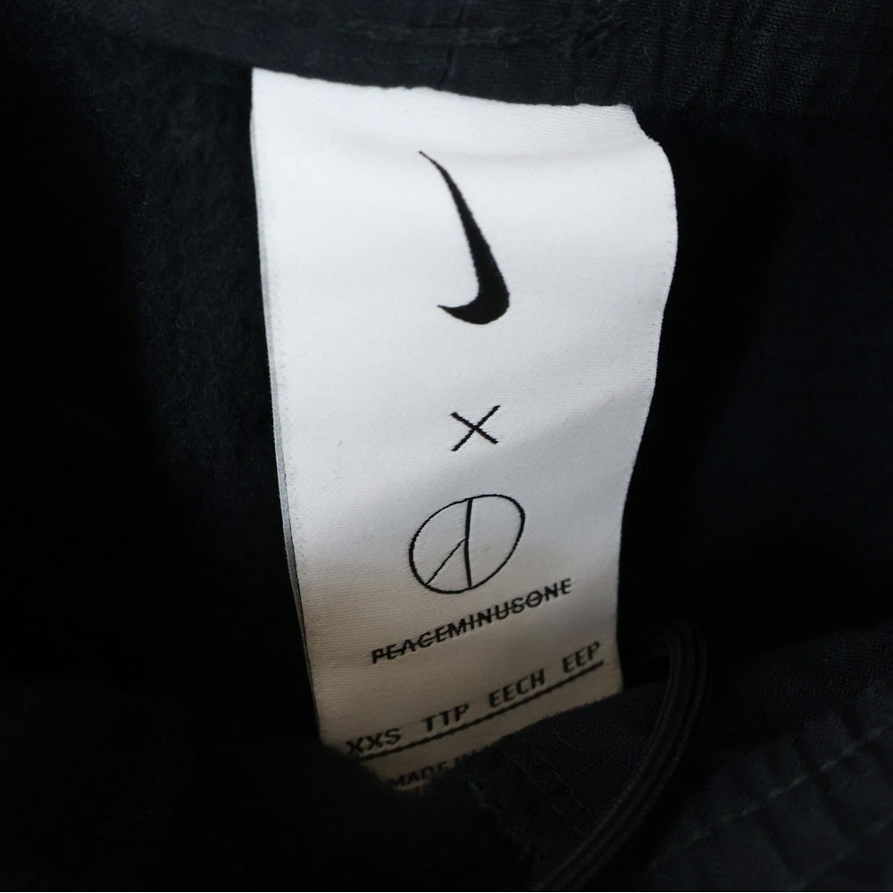 NIKE(ナイキ) ×PEACEMINUSONE NRG CF WODE PANTS DR0095-010 刺繍デザイン スウェット切り替え カーゴパンツ ブラック