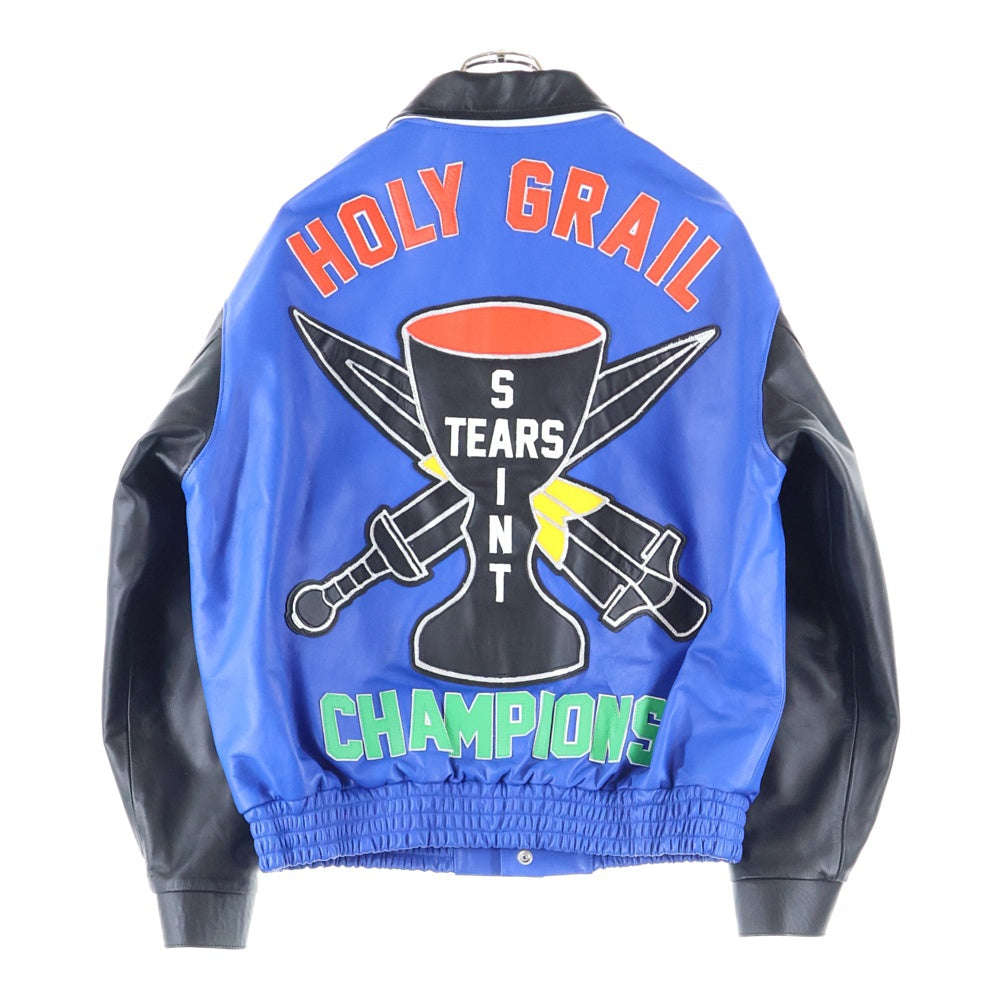 SAINT MICHAEL(セントマイケル) 23AW HOLY GRAIL レザーバーシティジャケット スタジャン ブルー SM-A23-0000-C24