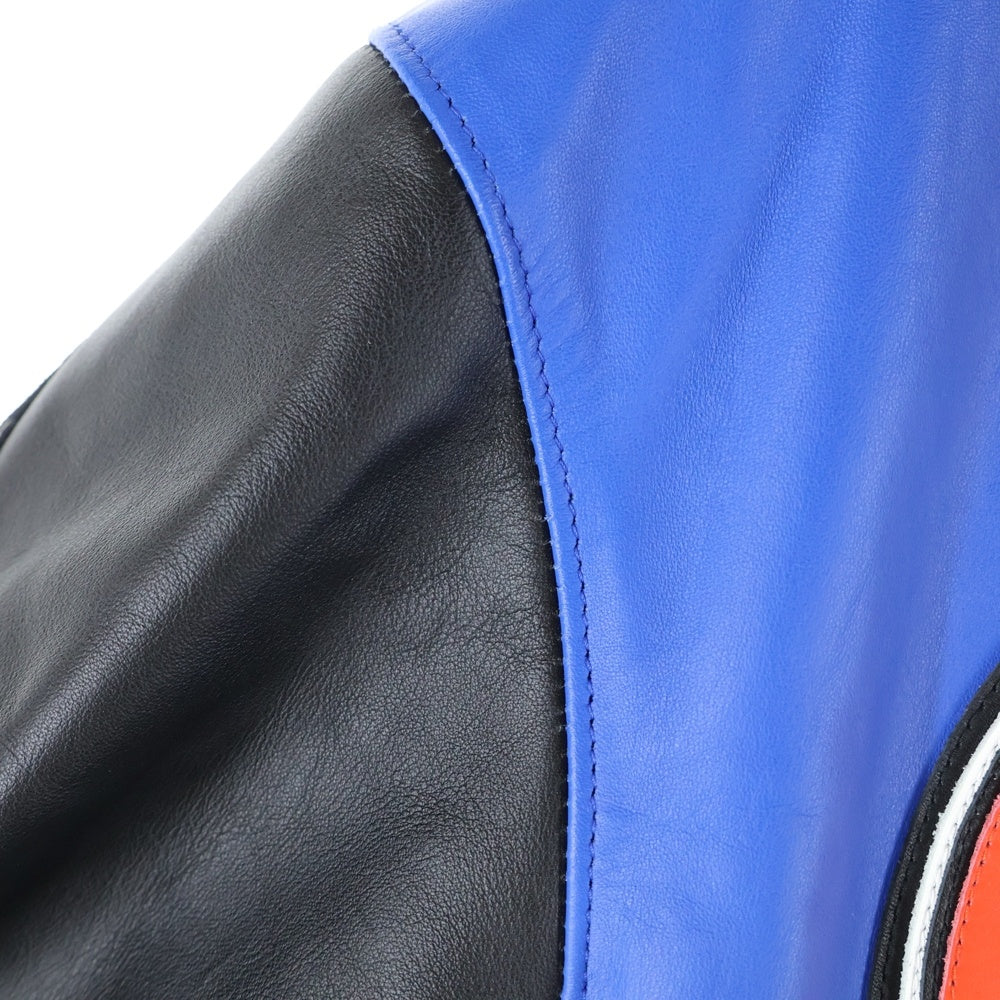 SAINT MICHAEL(セントマイケル) 23AW HOLY GRAIL レザーバーシティジャケット スタジャン ブルー SM-A23-0000-C24