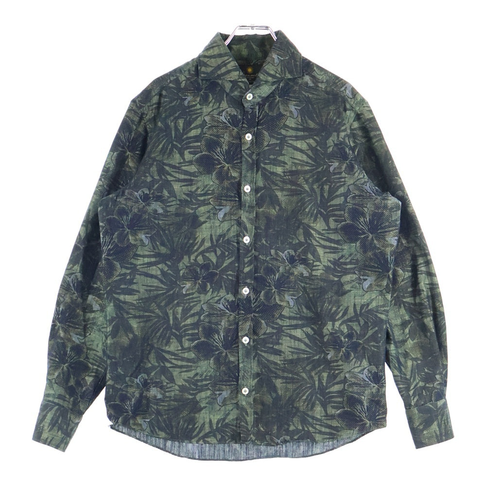 Giannetta(ジャンネット) フラワー総柄 長袖シャツ グリーン