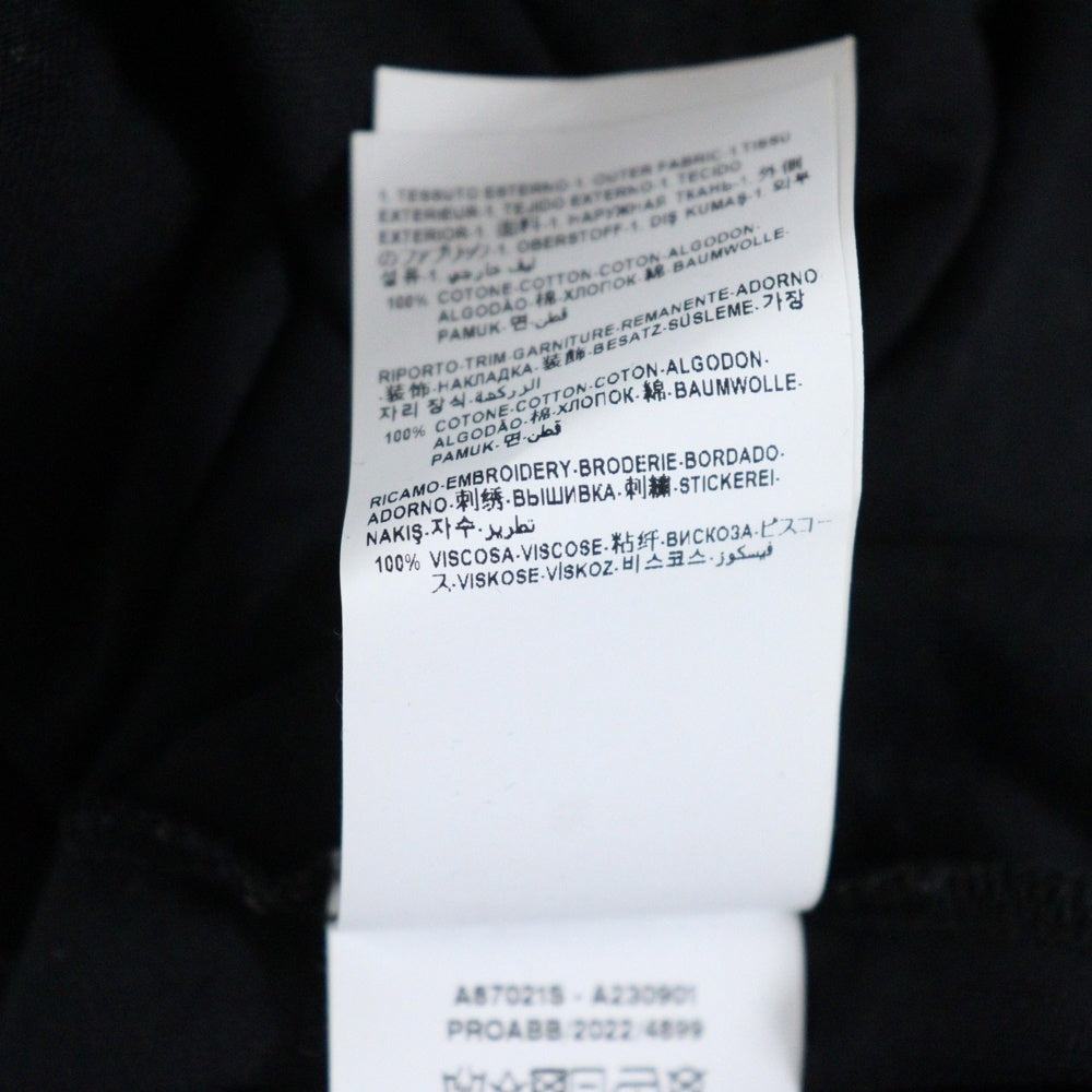 VERSACE(ヴェルサーチ) ロゴ刺繍 フロントロゴ クルーネックTシャツ ブラック A87021S