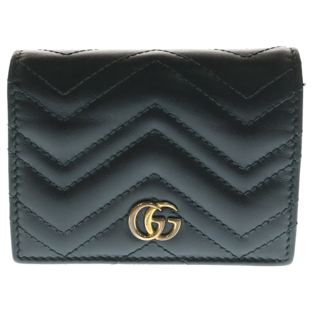 GUCCI(グッチ) GGマーモント コンパクトウォレット 二つ折り財布 ブラック 466492