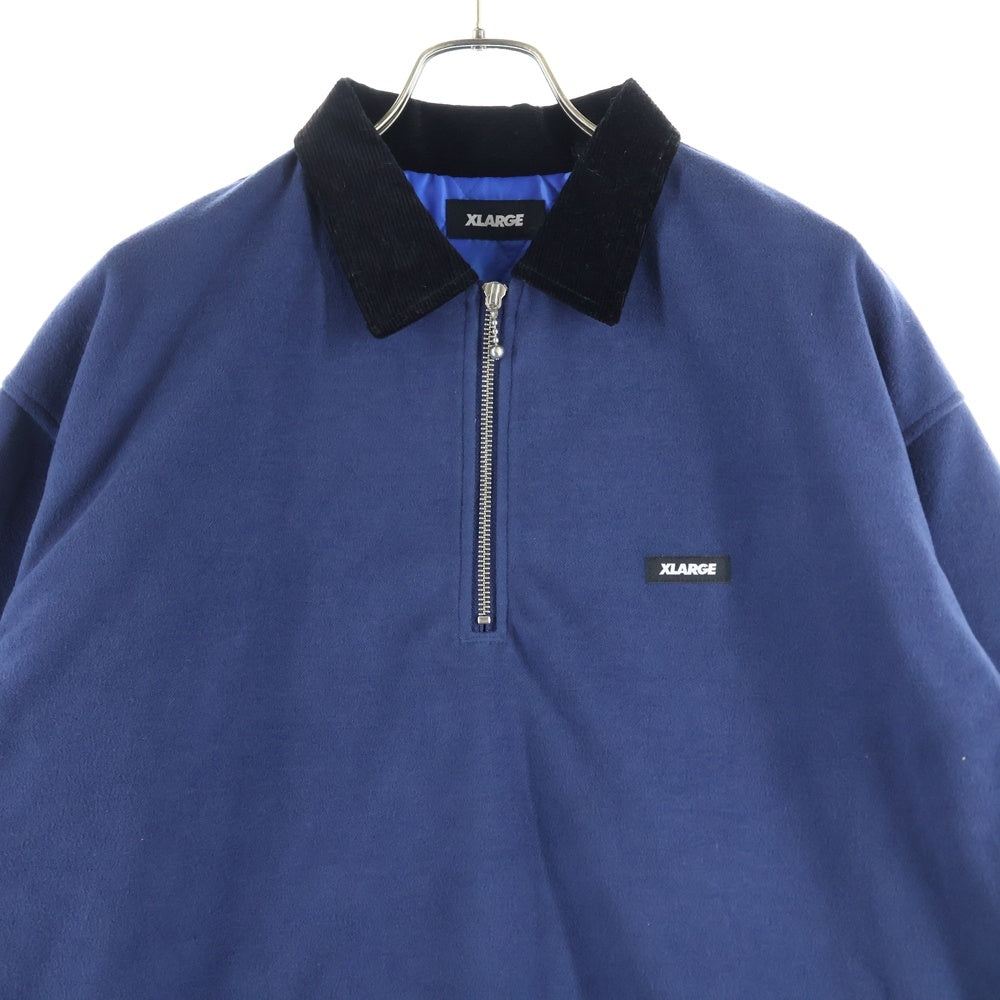 X-LARGE(エクストララージ) QUILTED HALF-ZIP SHIRT 裏地キルテッド ハーフジップ フリースシャツ ネイビー 101214014002