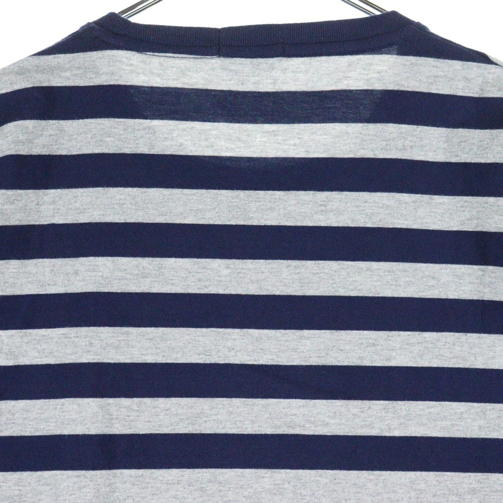 POLO RALPH LAUREN(ポロラルフローレン) ロゴ刺繍 ボーダー柄 クルーネック半袖Tシャツカットソー ネイビー/グレー