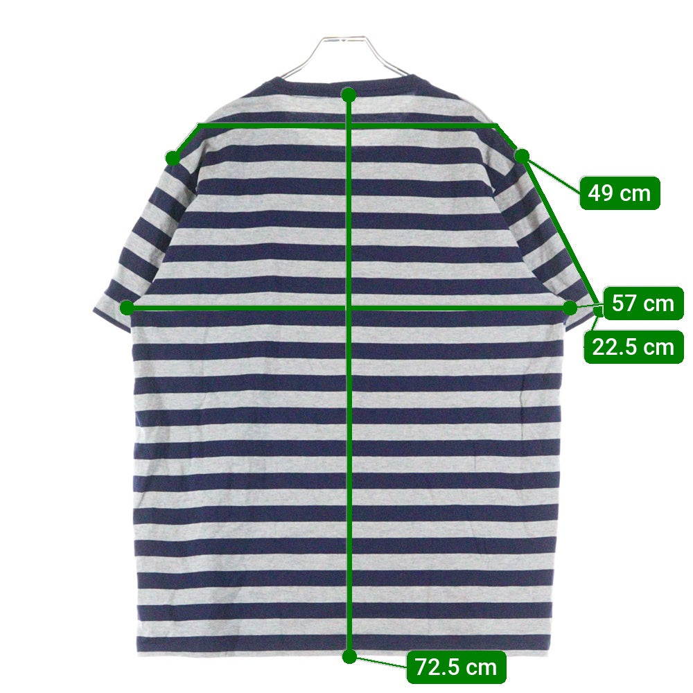 POLO RALPH LAUREN(ポロラルフローレン) ロゴ刺繍 ボーダー柄 クルーネック半袖Tシャツカットソー ネイビー/グレー