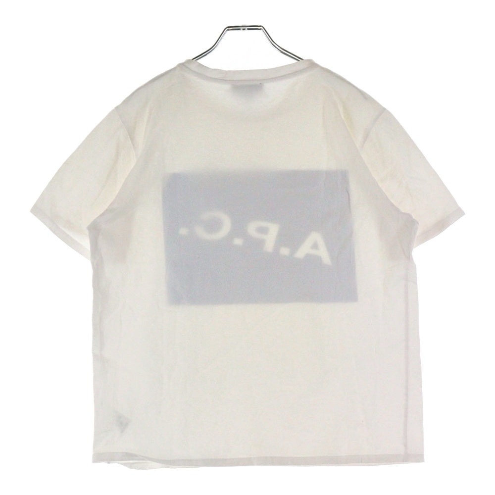 A.P.C(アーペーセー) フロントロゴ クルーネック半袖Tシャツカットソー ホワイト/ブルー