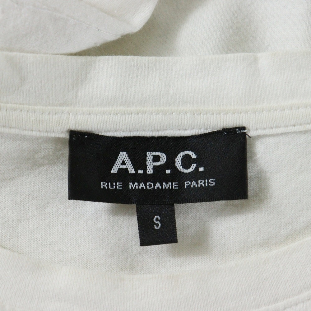 A.P.C(アーペーセー) フロントロゴ クルーネック半袖Tシャツカットソー ホワイト/ブルー