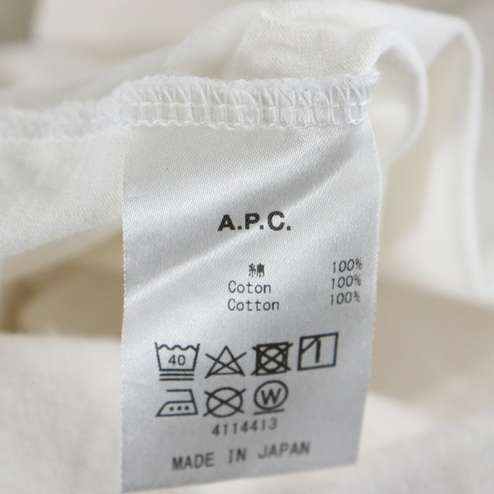 A.P.C(アーペーセー) フロントロゴ クルーネック半袖Tシャツカットソー ホワイト/ブルー