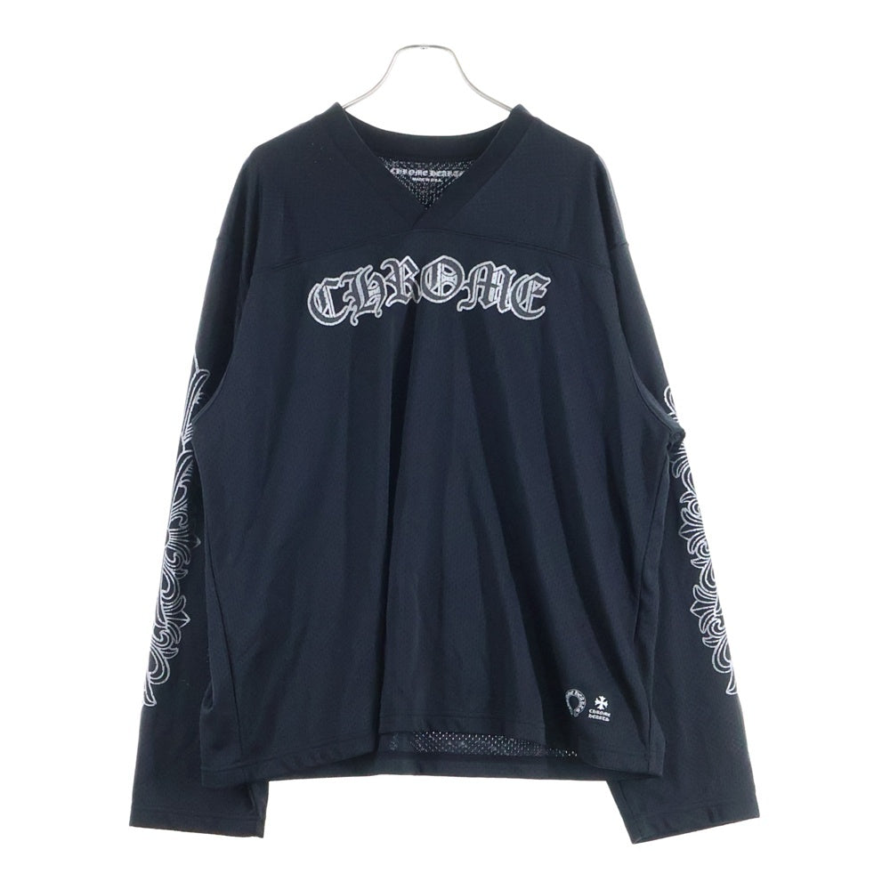 CHROME HEARTS(クロムハーツ) MESH WARM UP JERSEY メッシュ バーシティー ジャージー CHプリントメッシュ 長袖Tシャツカットソー ブラック