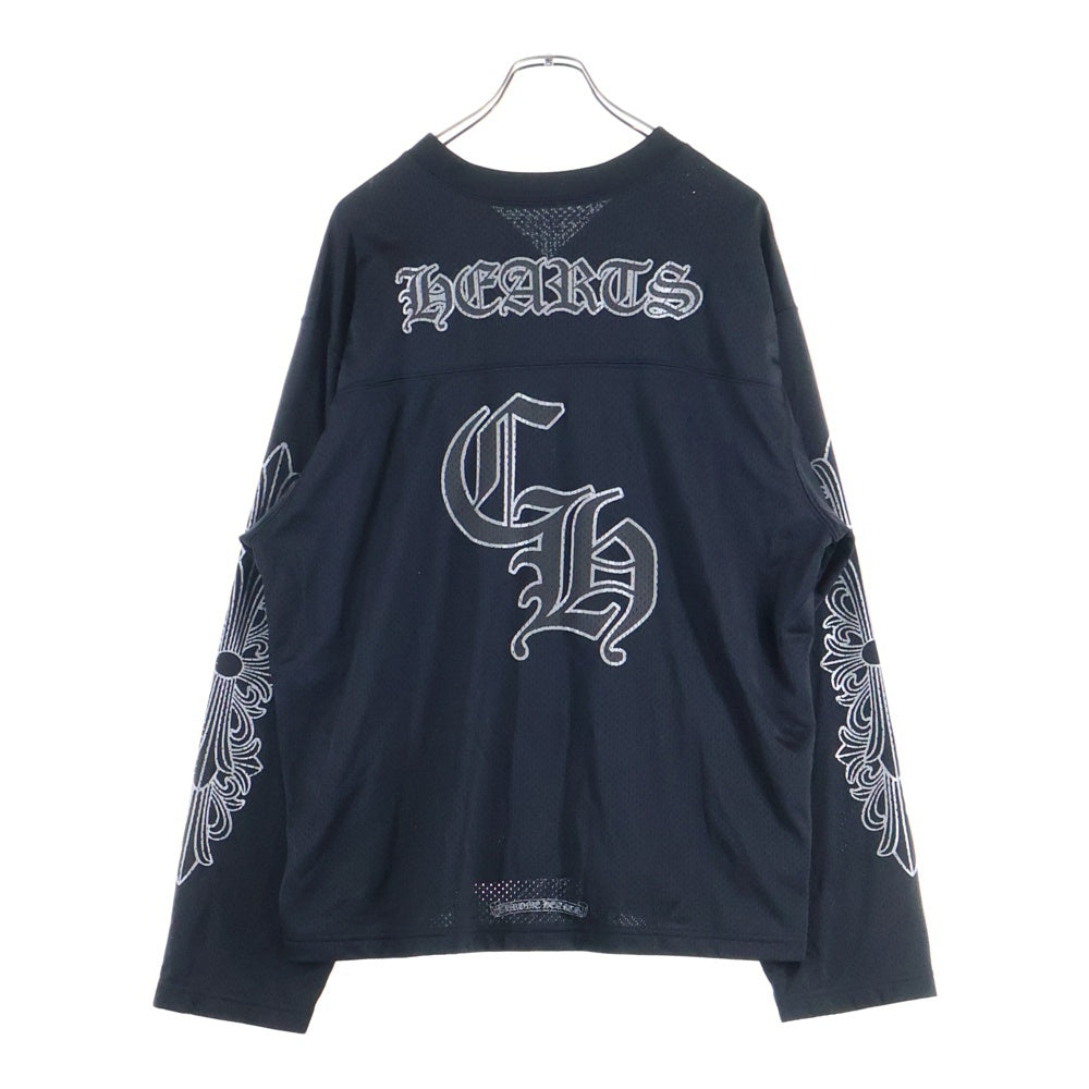 CHROME HEARTS(クロムハーツ) MESH WARM UP JERSEY メッシュ バーシティー ジャージー CHプリントメッシュ 長袖Tシャツカットソー ブラック