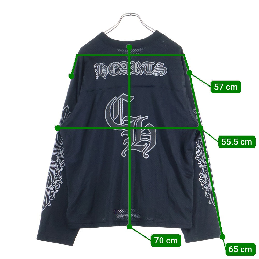 CHROME HEARTS(クロムハーツ) MESH WARM UP JERSEY メッシュ バーシティー ジャージー CHプリントメッシュ 長袖Tシャツカットソー ブラック