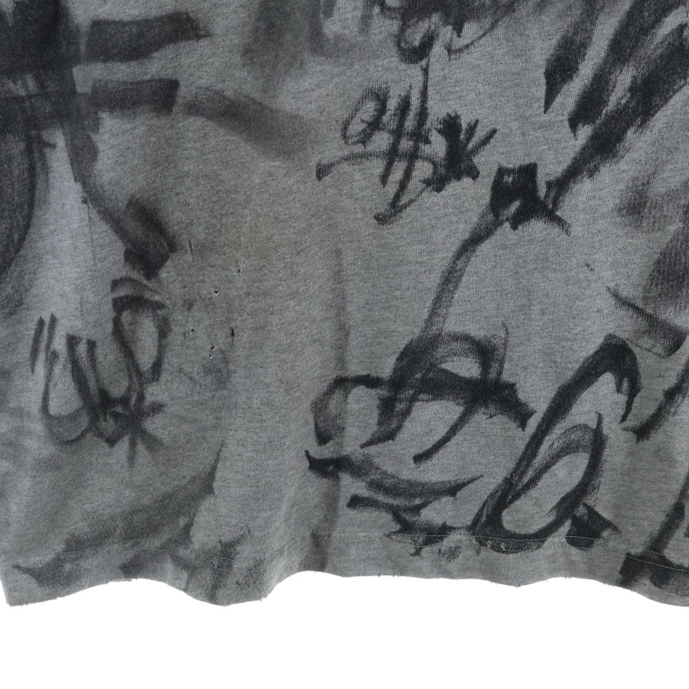 BALENCIAGA(バレンシアガ) 23SS 1300 Skater デストロイ加工 ワッペン 半袖Tシャツ カットソー グレー 739028 TOVA7