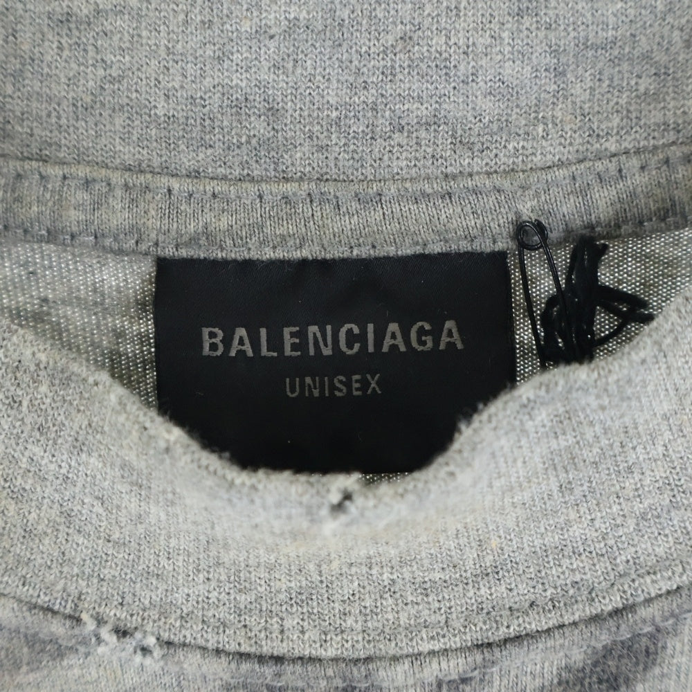 BALENCIAGA(バレンシアガ) 23SS 1300 Skater デストロイ加工 ワッペン 半袖Tシャツ カットソー グレー 739028 TOVA7