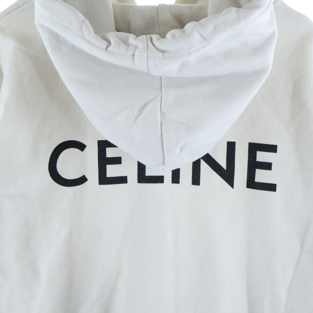 CELINE(セリーヌ) 21AW バックロゴプリント ルーズ ジップアップパーカー フーディー ホワイト 2Y496052H