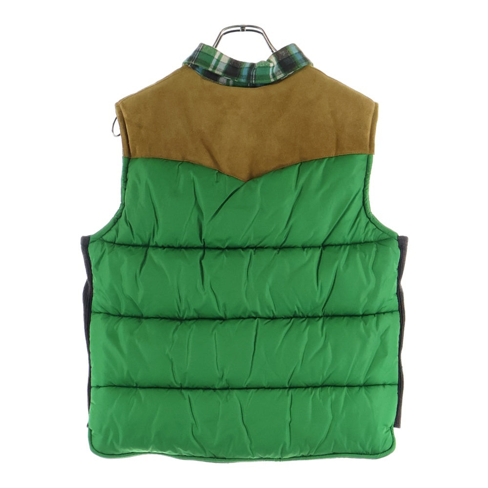 DSQUARED2(ディースクエアード) 15AW チェック切替ヌバックレザーダウンベスト グリーン/ブラウン