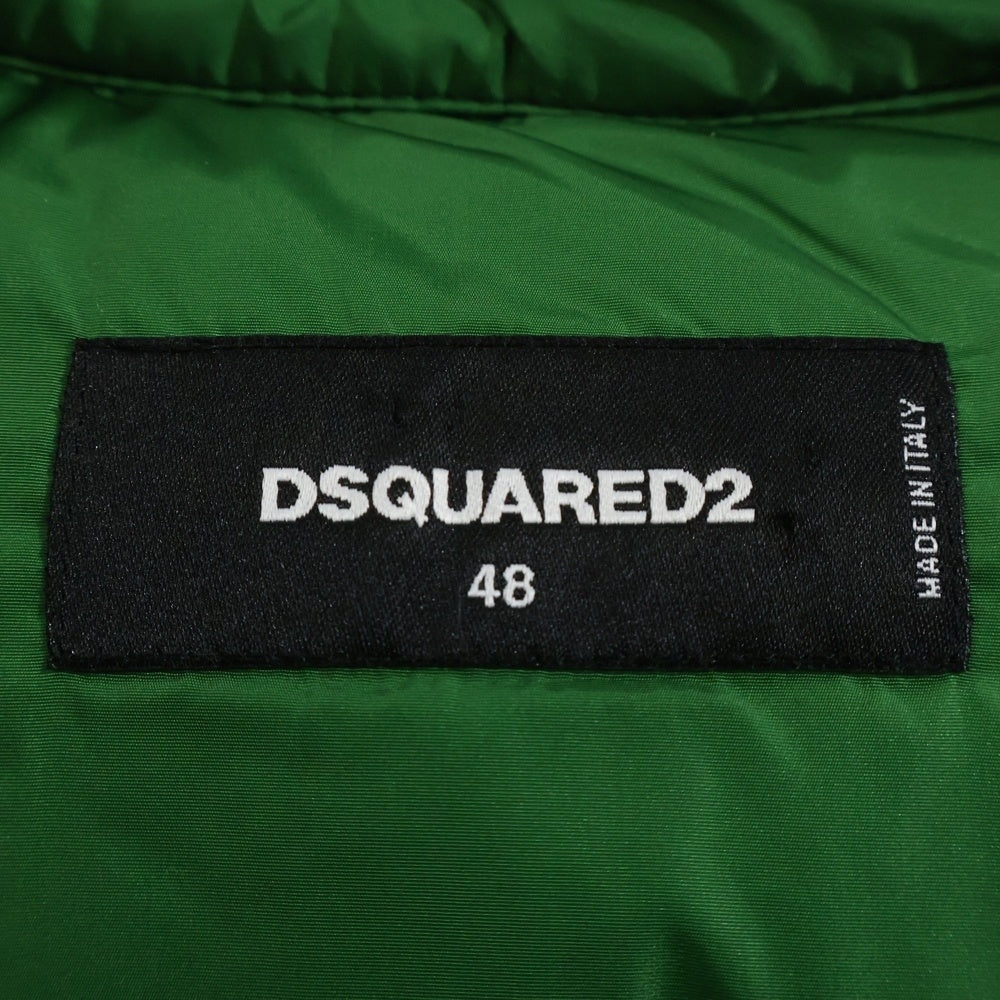 DSQUARED2(ディースクエアード) 15AW チェック切替ヌバックレザーダウンベスト グリーン/ブラウン