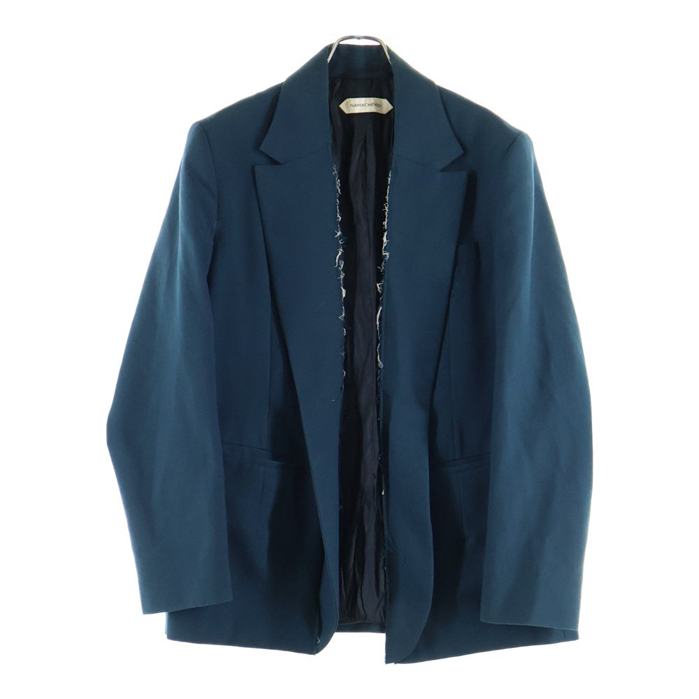 NAMACHEKO(ナマチェコ) 襟元ダメージ加工テーラードジャケット グリーン