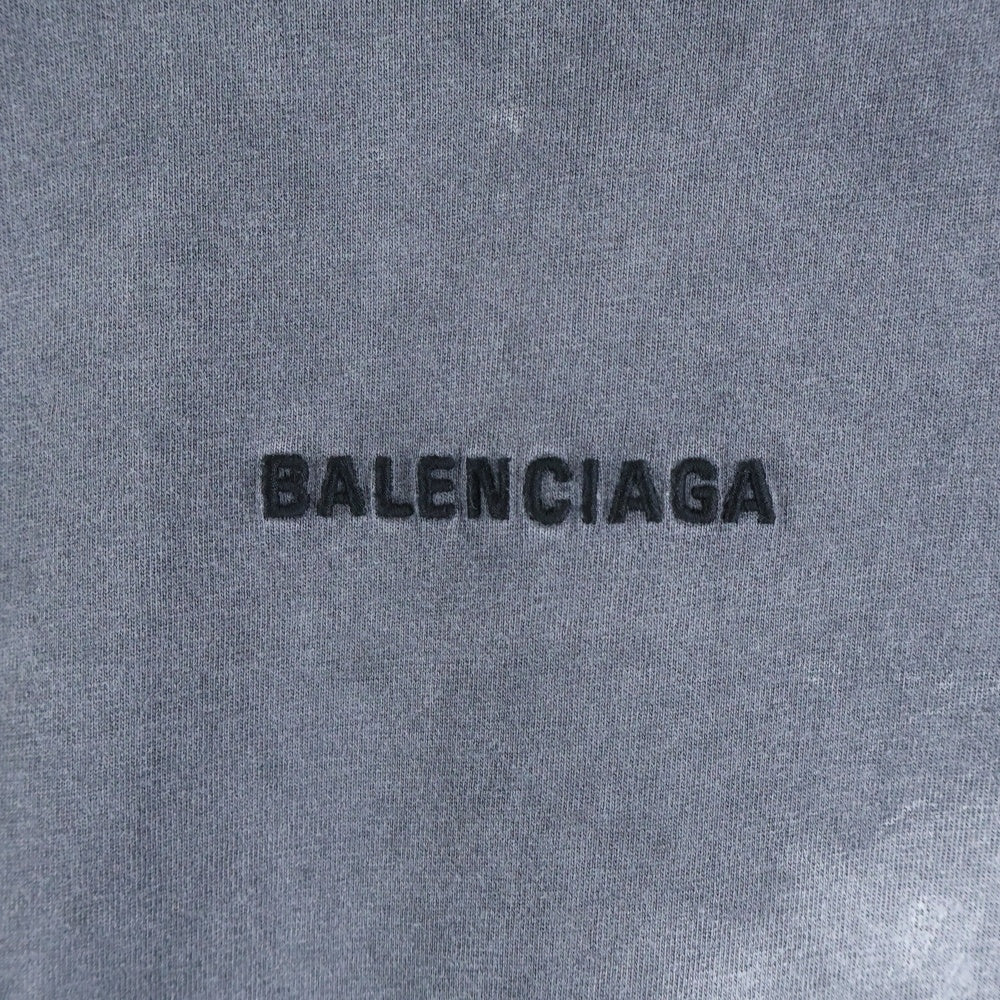 BALENCIAGA(バレンシアガ) 24AW ラージフィット バックロゴ ダメージ加工 ロングスリーブTシャツ ロンT カットソー ブラック 796917