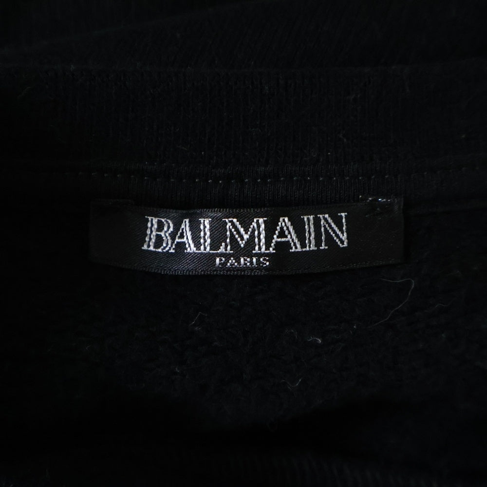 BALMAIN(バルマン) フロントプリント グラフィック サイドジップトレーナー ブラック W7H6701IO71