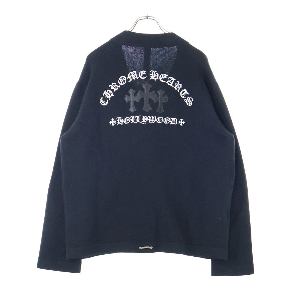 CHROME HEARTS(クロムハーツ) SAILIN ON CARDIGAN クロスパッチ付き バック刺繍 カシミアニットカーディガン ブラック