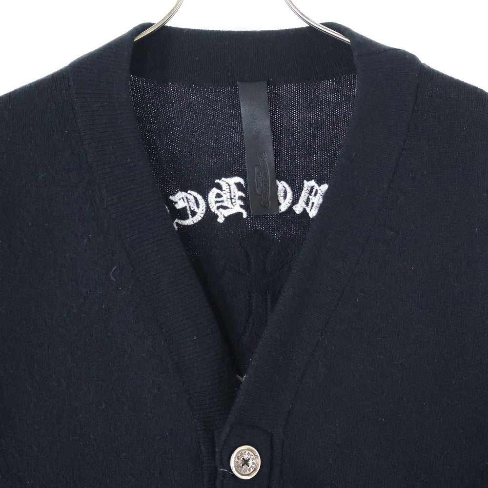 CHROME HEARTS(クロムハーツ) SAILIN ON CARDIGAN クロスパッチ付き バック刺繍 カシミアニットカーディガン ブラック
