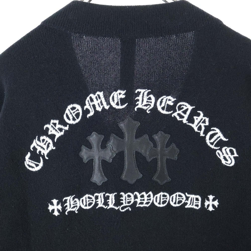 CHROME HEARTS(クロムハーツ) SAILIN ON CARDIGAN クロスパッチ付き バック刺繍 カシミアニットカーディガン ブラック
