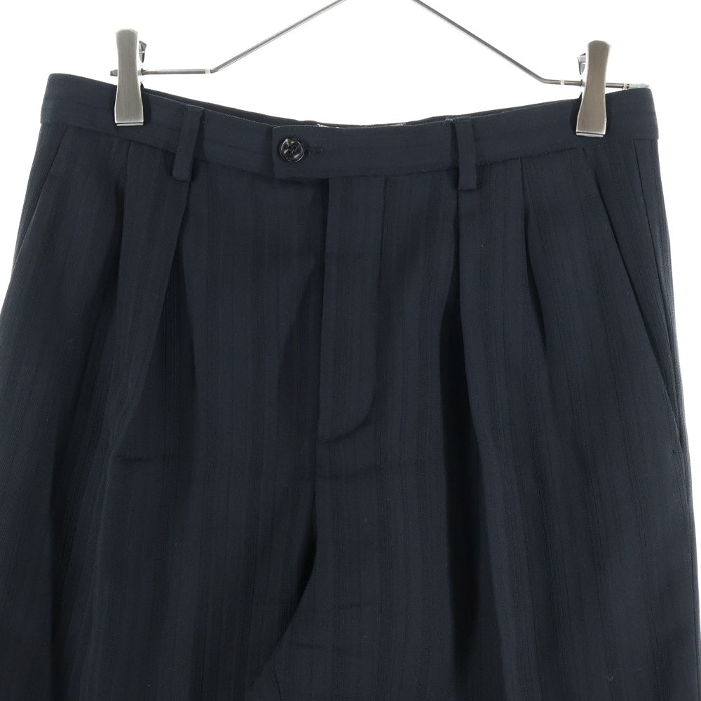 SAINT LAURENT PARIS(サンローランパリ) ストライプ フロントタック スラックスパンツ ブラック 682379