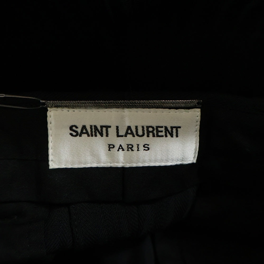 SAINT LAURENT PARIS(サンローランパリ) ストライプ フロントタック スラックスパンツ ブラック 682379