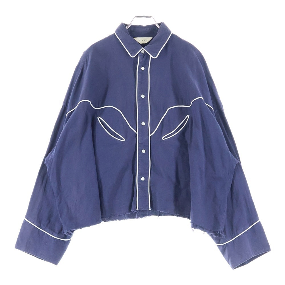 Jieda(ジエダ) カットオフ ウエスタン 長袖シャツ ネイビー Jie-18W-SH04-B