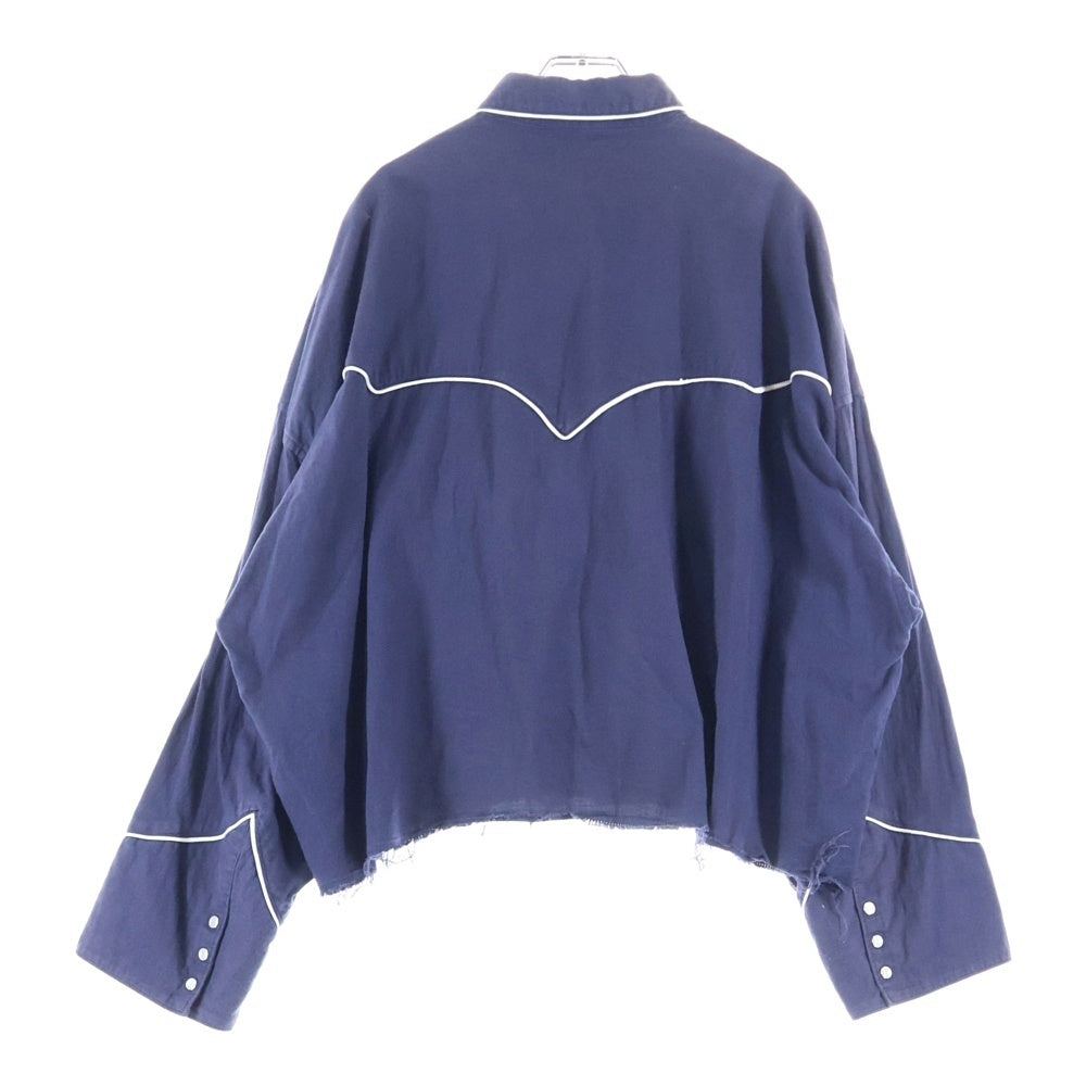 Jieda(ジエダ) カットオフ ウエスタン 長袖シャツ ネイビー Jie-18W-SH04-B