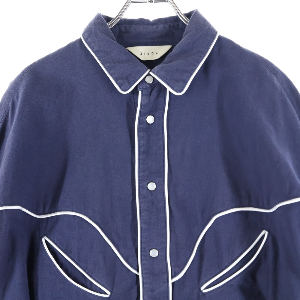 Jieda(ジエダ) カットオフ ウエスタン 長袖シャツ ネイビー Jie-18W-SH04-B