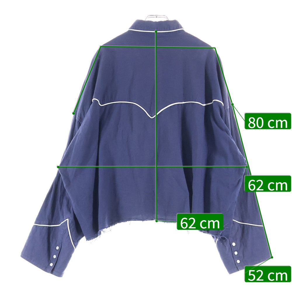 Jieda(ジエダ) カットオフ ウエスタン 長袖シャツ ネイビー Jie-18W-SH04-B