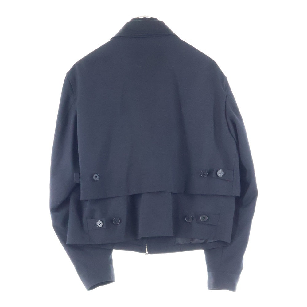 JOHN LAWRENCE SULLIVAN(ジョンローレンスサリバン) 24AW WOOL GABARDINE STACKED HARRINGTON JACKET ウール レイヤードデザイン ジップアップブルゾン ブラック 1B012-0324-13