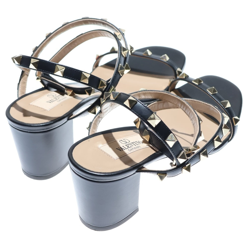 VALENTINO(ヴァレンティノ) スタッズ装飾サンダル ヒールサンダル ブラック/ゴールド