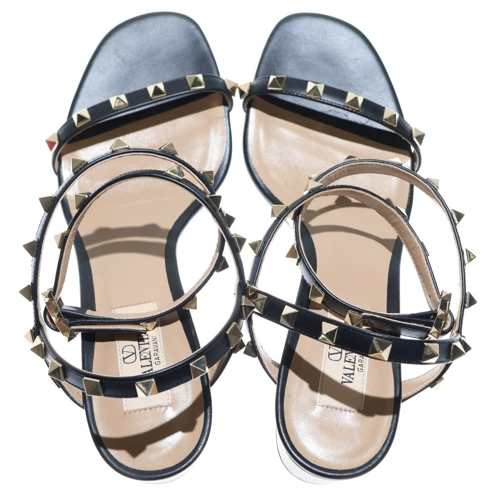 VALENTINO(ヴァレンティノ) スタッズ装飾サンダル ヒールサンダル ブラック/ゴールド