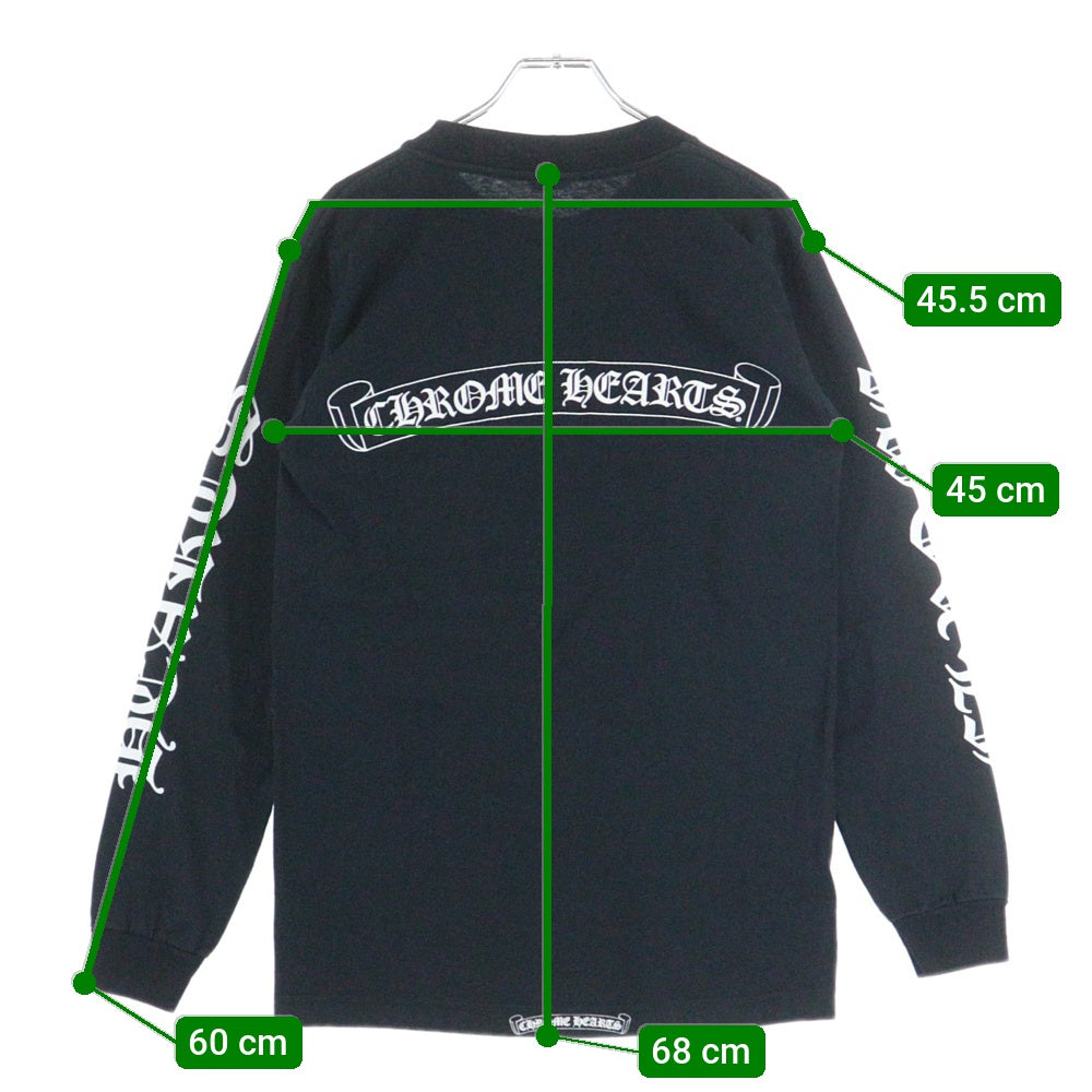 CHROME HEARTS(クロムハーツ) OLD スクロールラベル 袖ロゴ ロングスリーブ 長袖Tシャツ ブラック/ホワイト