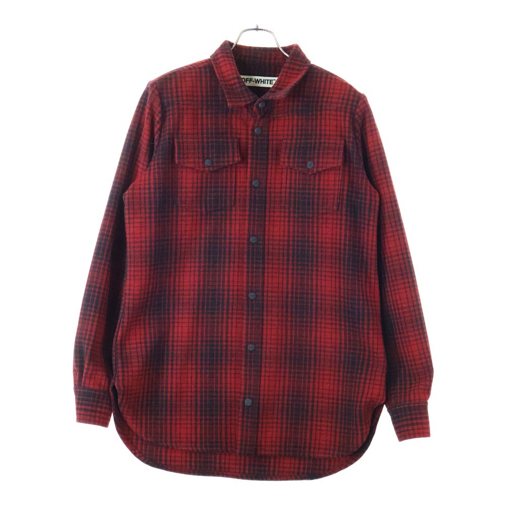 OFF-WHITE(オフホワイト) バックロゴ ウールチェックシャツ 長袖シャツ レッド