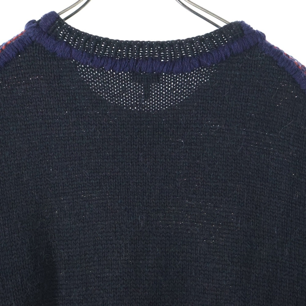 LOEWE(ロエベ) KNIT TOP デザインウールニット フリンジニット ブラック/レッド H3109260OT 7101