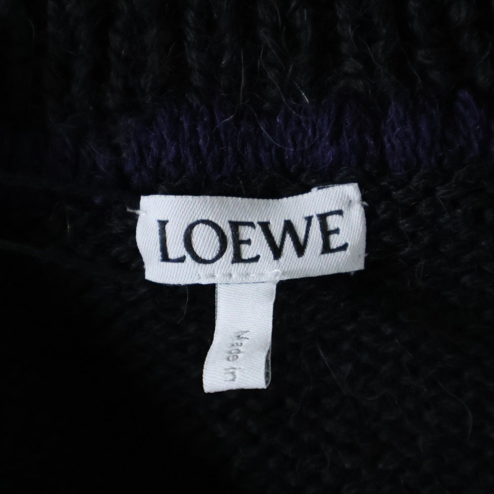 LOEWE(ロエベ) KNIT TOP デザインウールニット フリンジニット ブラック/レッド H3109260OT 7101