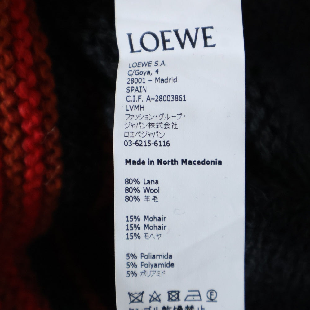 LOEWE(ロエベ) KNIT TOP デザインウールニット フリンジニット ブラック/レッド H3109260OT 7101