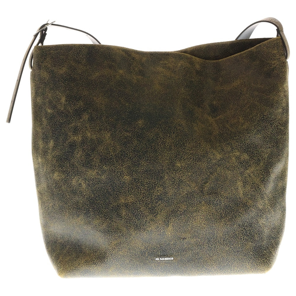 JIL SANDER(ジルサンダー) レザーショルダーバッグ ダメージ加工ショルダーバッグ ブラウン/ブラック