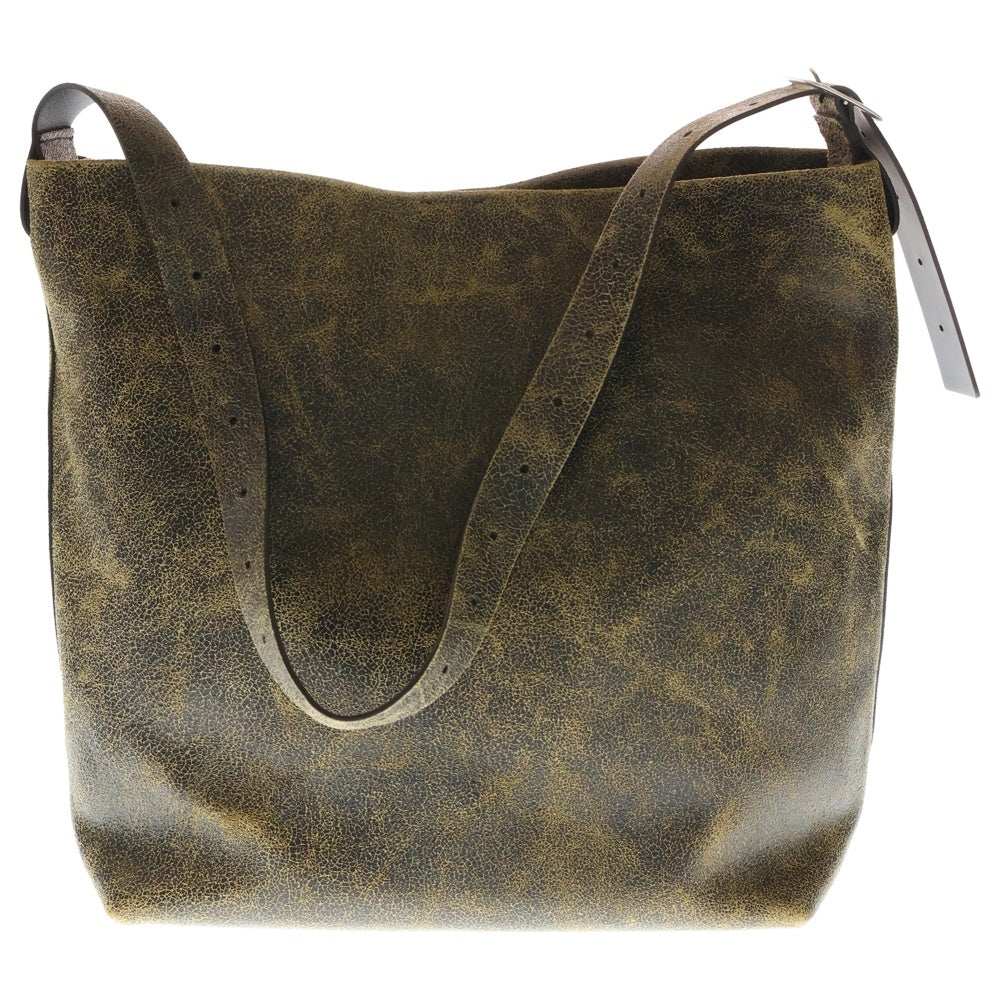 JIL SANDER(ジルサンダー) レザーショルダーバッグ ダメージ加工ショルダーバッグ ブラウン/ブラック