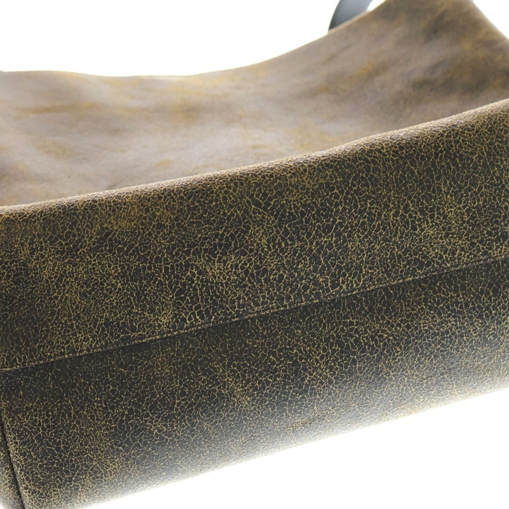 JIL SANDER(ジルサンダー) レザーショルダーバッグ ダメージ加工ショルダーバッグ ブラウン/ブラック